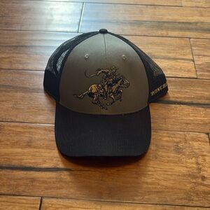 Winchester Snapback Hat Cap Black Gray Mesh